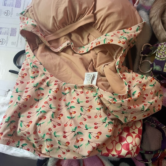 J Crew Cherry print one piece suit Large - Picture 4 of 6